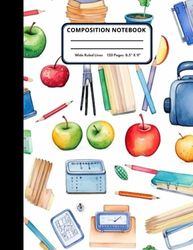 Composition Notebook: Half Graph Paper, Half Lined Subject Exercise Workbook for Math and Science Students. Study Journal with 4x4 Grid Squares and ... Supplies. Large Format 8.5" x 11" 120 Page