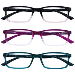 OPULIZE See - Occhiali da Lettura Filtro Set da 3 Luce Blu Montatura Stretta Cerniere a Molla Migliorano il Sonno Gaming Computer Anti Riflesso Rosa al Nero Viola Turchese Uomo Donna BBB9-45Q +3.00