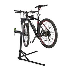 Relaxdays Soporte Taller para Bicicleta, Caballete Mantenimiento Bici Plegable Telescópico, Marcos de 25-40 mm, Negro, Piel auténtica, 110-169 x 107 x 85 cm