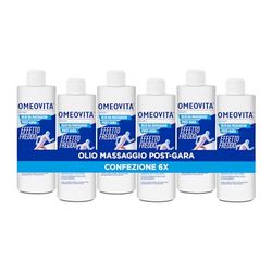 OMEOVITA SPORT - OLIO MASSAGGIO POST-GARA | Con Effetto freddo, Per Agevolare il Massaggio Defaticante, Dona un Effetto Rinfrescante e Rilassante, 6 x 200 ml