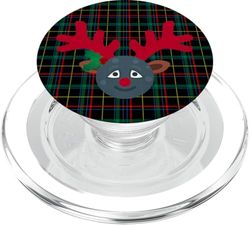 Navidad a cuadros reno luna divertido lindo feo Navidad PopSockets PopGrip para MagSafe