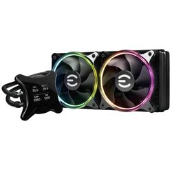 EVGA CLCx 400-HY-CX36-V1 - Dispositivo di raffreddamento a liquido per CPU LCD all-in-one da 360 mm, 3 ventole PWM ARGB da 120 mm, Intel, AMD, 5 anni di garanzia, 400-HY-CX36-V1