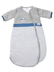 Gesslein 770106 Bubou babyslaapzak met afneembare mouwen: temperatuurregulerende slaapzak voor pasgeborenen, baby grootte 50/60 cm, gestreept grijs gemêleerd met hond, grijs, 250 g