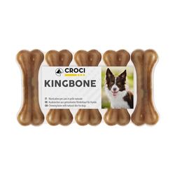 Croci King Bone - Hondenbotten, beloningssnack voor honden van natuurlijk koeienhuid, tandstick voor het reinigen van de tanden, 7,5 cm, 5 stuks