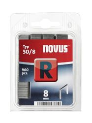 Novus Platte draadklemmen met 8 mm lengte, 960 klemmen, type 50/8, voor het bevestigen van folies, etiketten, papier en karton.