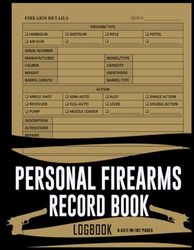 Personal Firearms Record Book: log to track & record Firearm Details Personal | Dispositions and Personal Gun Collection Information.. Type, Serial ... evidence of ownership |8.5"x11" Inches