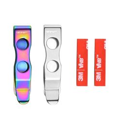 TONIFE Multifunctionele Utility-clip Bevestigbare Zakclip voor Smartphones, Beveiligd met 3M VHB-kleefstof, Roestvrij Staal Broekzakclip (Polijsten + Gekleurd Titanium)