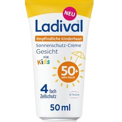 Ladival Krem przeciwsłoneczny dla dzieci LSF 50+ do wrażliwej skóry dziecka – krem przeciwsłoneczny do twarzy i ciała, dla niemowląt i dzieci od 6 miesięcy, pielęgnujący, bardzo wodoodporny, 4-krotna