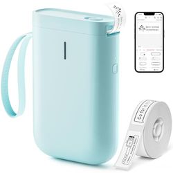 NIIMBOT D11 etikettmaskin termisk klistermärkesskrivare med 1 rulle vitt startetikettpapper, trådlös Bluetooth-etikettskrivare för iOS och Android,lätt att använda för hem, kontor organisation (grön)