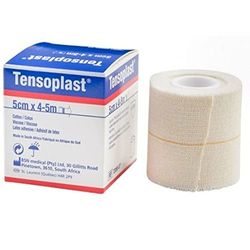 BSN – Tensoplast elastiskt självhäftande bindemedel, mjuka kanter och poröst självhäftande material, gul mittlinje, storlek 4,5 m x 7,5 cm, 1 st