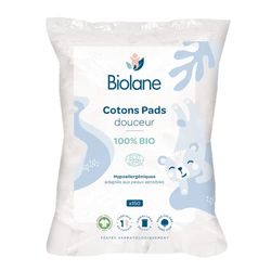 BIOLANE - Miękkie bawełniane podkładki - Dziecko - 100% Organiczne - 150 Bawełn - Skóra wrażliwa - Zmiana i Toaleta - Od urodzenia - Wyprodukowano we Francji