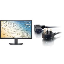 Dell SE2222H 21.5 Inch Full HD (1920x1080) Monitor, 60Hz, VA, HDMI, VGA, 3 Year Warranty, Black & C2G 88520 2 Metre 17 AWG 90 Degree Power Cable (IEC320C13R to BS1363) Right Angle Kettle lead, Black