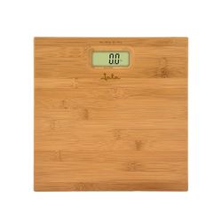 Báscula de Baño Digital de bambú Jata Hogar 489 con visor LCD de gran tamaño. Alta precisión. 4 sensores. Indicador de sobrepeso. Conexión y desconexión automática