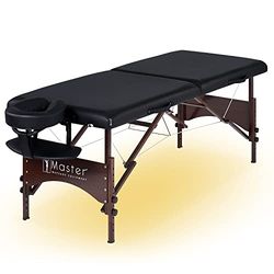 Master Massage Argo Mobil Massaligstoel, cosmetica-ligstoel, therapiebed, inklapbaar met sfeerverlichting, hout, ultralicht, zwart, 71 cm