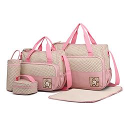 Miss Lulu Totes 5pcs Baby Nappy Changing Multifunction Diaper Messenger Hospital Maternity Polyester Bag Set