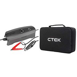 CTEK CS Free Caricabatterie e Mantenitore Portatile con Tecnologia Adaptive Boost + Borsa 40-468 + USB-C Cavo di Ricarica Clamps, 12V + USB-C Cavo di Ricarica 12V Plug Carica La Batteria Interna 12 V