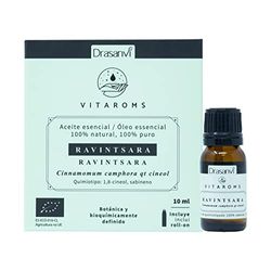 VITAROMS ACEITE ESENCIAL RAVINTSARA CERTIFICADO BIO - 100% natural y puro - Botánica y Bioquímicamente definido - VEGANO - SIN GLUTEN - 10ml