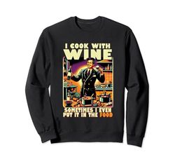 Cocino con vino Vintage Humor Culinario Vino Cita Sudadera