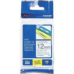 Brother TZEMQ531 Nastro Laminato pastello da 12 mm scritta nera su fondo blu (4m)