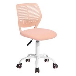HOMYLIN Juego de 1 Silla de Escritorio, pequeña Silla de Oficina en casa sin Brazos con cojín de Asiento de Tela y Respaldo de plástico, Silla giratoria de Color macarrón para Estudiantes, niños,