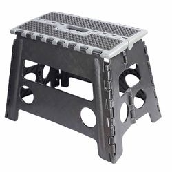 Dekton 32cm Heavy Duty Garage Folding Step Stool-Space Saving Foldable| Non-slip Surface And Feet| 150kg Max Load Capacity| Ideal for Home,Office| Durable & Sturdy Plastic Construction| Ideal For Home