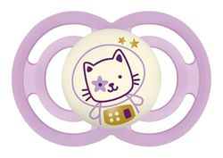 MAM Chupeta que brilha no escuro, a partir de 16 meses, tetina extra fina e flexível de silicone de fácil aceitação, com caixa autoesterilizadora, MAM Perfect, rosa brilhante, pack 1
