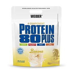 WEIDER Protein 80 Plus protéine en poudre, Banane, faible teneur en glucides, mélange de lactosérum de caséine multi-composants pour shakes protéinés, 2kg