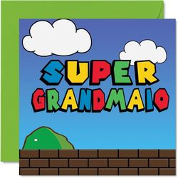 Verjaardagskaarten voor oma - Super Grandmaio - Grappige gelukkige verjaardagskaart voor oma van kleinzoon kleindochter, Gran Gifts, 145mm Grap Wenskaarten Vrouwen Haar