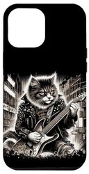 Custodia per iPhone 14 Plus Rock And Roll Graphic Band Tees divertente gatto che suona la chitarra