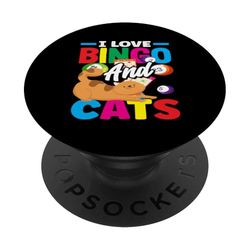 Bingo I Love Bingo Y Gatos Jugador Diversión PopSockets PopGrip Adhesivo