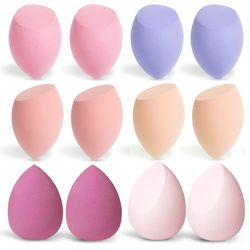 Juego de 12 esponjas de maquillaje, batidora de belleza, grandes colores de huevo, esponja de maquillaje, esponja lavable, esponja de belleza para líquidos, base de maquillaje