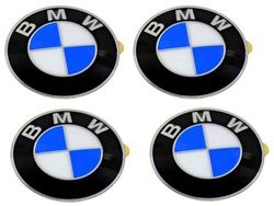 BMW Wheel Center Cap Emblems (4) OEM 64.5mm E46 E60 E90 E92; 36136767550