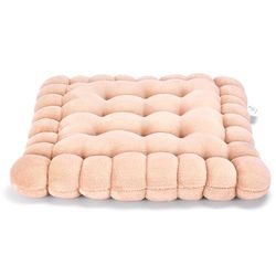 Noa Store Cookie Pillow - Biscuit-Shaped Seat Cushion - Food Shaped Decor - Super Soft Chair Pad with Ergonomic Design - Soft & Comfortable - Home/Office Use - Light Brown