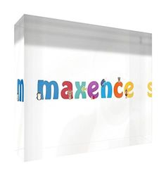 Little Helper Souvenir Décoratif en Acrylique Transparent Poli comme Diamant Style Illustratif Coloré avec le Nom de Jeune Garçon Maxence 7,4 x 10,5 x 2 cm Petit