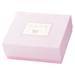 Rössler Papier 13431928200 - Caja de regalo bebé niña, rosa, rectangular 224 x 200 x 90 mm, nacimiento y bautizo, 1 unidad