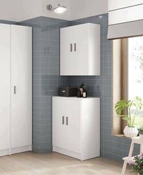 Dmora - Armadio multiuso 2 ante Memphis, Mobile ausiliario basso, Porta scarpe a 1 ripiano, Armadietto multifunzione, 59x37h80 cm, Bianco