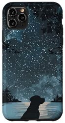 Custodia per iPhone 11 Pro Max Montagna bernese stelle notte cane silhouette