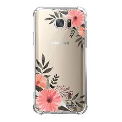 Evetane Beschermhoes compatibel met Samsung Galaxy S7, siliconen, schokbestendige hoeken, robuust, volledige bescherming, duurzaam, bloemen, roze