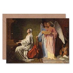 Wee Blue Coo PAINTING ALLEGORY CHRISTIAN GLUCKLICH SAINT CECILIA ANGELS GREETINGS CARD