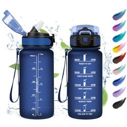 Drinkfles, 500 ml, lekvrije meisjesdrinkfles, motiverende drinkfles met rietje, sportwaterfles met tijdweergave, drinkfles voor kinderen, camping, school, kantoor