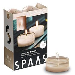 Spaas 12 Maxi Scented Tealights in Transparent Clear Cup, 10 Hours, Morning Breeze