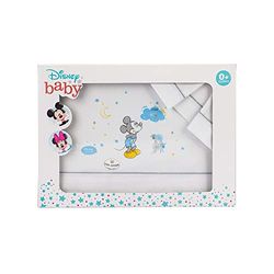 Interbaby Disney - Babybeddengoed 60 x 120 cm Mickey wit en grijs 100% katoen