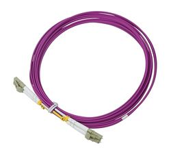 Labgear Glasvezelkabel 5 m - LC naar LC multimode duplex OM4 LSZH digitale audiovezelpatchkabel, 100 Gb/gigabit datasnelheid, high-performance netwerken, paars