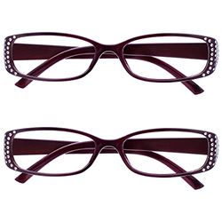 OPULIZE Occhiali Da Lettura Stile Diamonte Nero E Viola Lettori Valore 2 Pacco Stile Designer Donna Signora UVR2093P +1,50