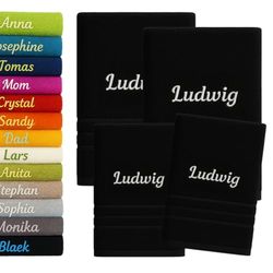 Asciugamano da bagno e asciugamano personalizzati da 4 pezzi con nome splendidamente ricamato Asciugamano personalizzato Confezione da 2x(140x70cm) + 2x(100x50cm) (Nero)