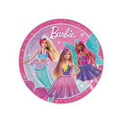 ALMACENESADAN - 8 papieren borden van 23 cm, ideaal voor feestjes en verjaardagen, Barbie-licentie, meerkleurig (8435510350697)