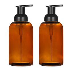 Paquete de 2 dispensadores de jabón de Vidrio Transparente Grueso con Bomba de Espuma, dispensador de Botellas Redondas Transparentes de 13 onzas con Bomba de Espuma (Blanco, 13 onzas)