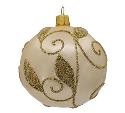 Set of 6 Baubles (Diameter 8 cm) Hand-Blown and Decorated Glass Baubles for Christmas Tree Decoration