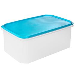 TATAY Matförvaring, lufttät, 4,7 L kapacitet, flexibelt trycklock, BPA-fri, lämplig mikrovågsugn och diskmaskin, blå. Mått: 28,5 x 18,5 x 12,2 cm
