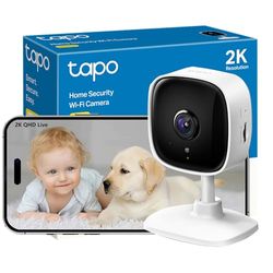 Tapo 2K Indoor Security Camera, Dog Camera,Baby Monitor, Motion Detection, 2-Way Audio,3MP, Night Vision, Cloud &SD Card Storage, Works with Alexa & Google Home, No Hub Required (Tapo C110)